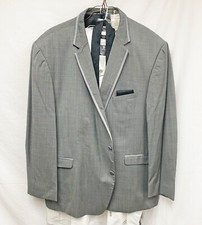 Allure Men Grey Tuxedo with Shirt Vest Tie Studs Cuff-Links Slim Fit 48R 38W