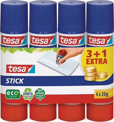 tesa Klebestift ecoLogo Stick Einweg Büro Schule Basteln Papier Pappe