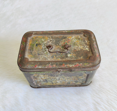 1940s Vintage Emil Zippel & Co Hamburg Germany Decorative Tin Box