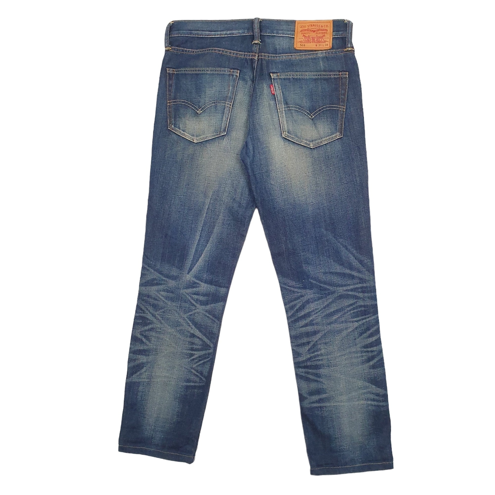 LEVIS 511 Jeans Slim Fit Blue Denim Trousers Mens W31 L30 image 4