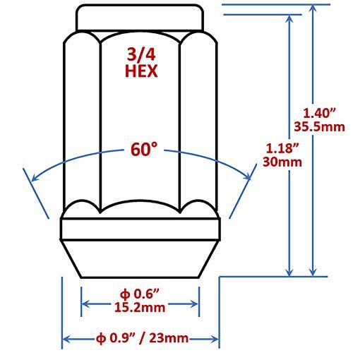 Pack Of 20 Bulge Acorn Lug Nuts - M12x1.5 Thread, 19mm Hex, Chrome Plated Steel