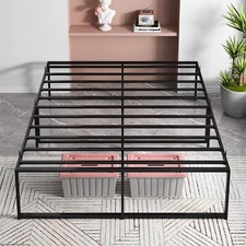Queen Size Bed Frame Metal Platform for Bedroom Heavy Duty Steel Slat Support
