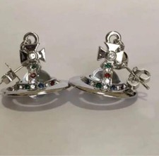 Vivienne Westwood Earrings Tiny Orb Silver Clear w/drawstring