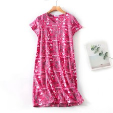 Women's Nightdress Cotton Short Sleeve Nightgowns Soft Sleepwear Print Home Wear