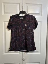 NWT Carhartt Force Women's Medical Scrub Top Size S Small Purple Black V-Neck