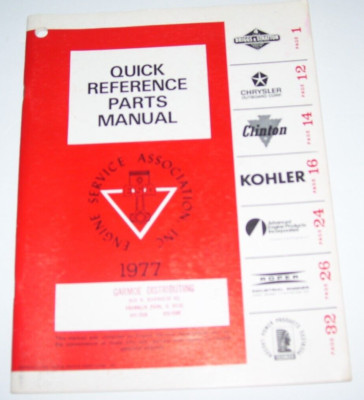 KOHLER CLINTON CHRYSLER B & S SMALL ENGINE QUICK REFERENCE PARTS MANUAL 1977