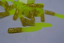 JASONS CRAPPIE FLOPPERS  2" 30 PACK GRUB CRAPPIE LURES JIG GOLDY & CHARTREUSE G2