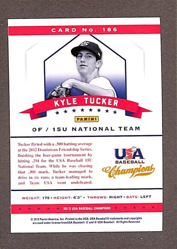 その他 Tucker 2013 USA Champions Certified Green Rookie #186 Kyle Tucker
