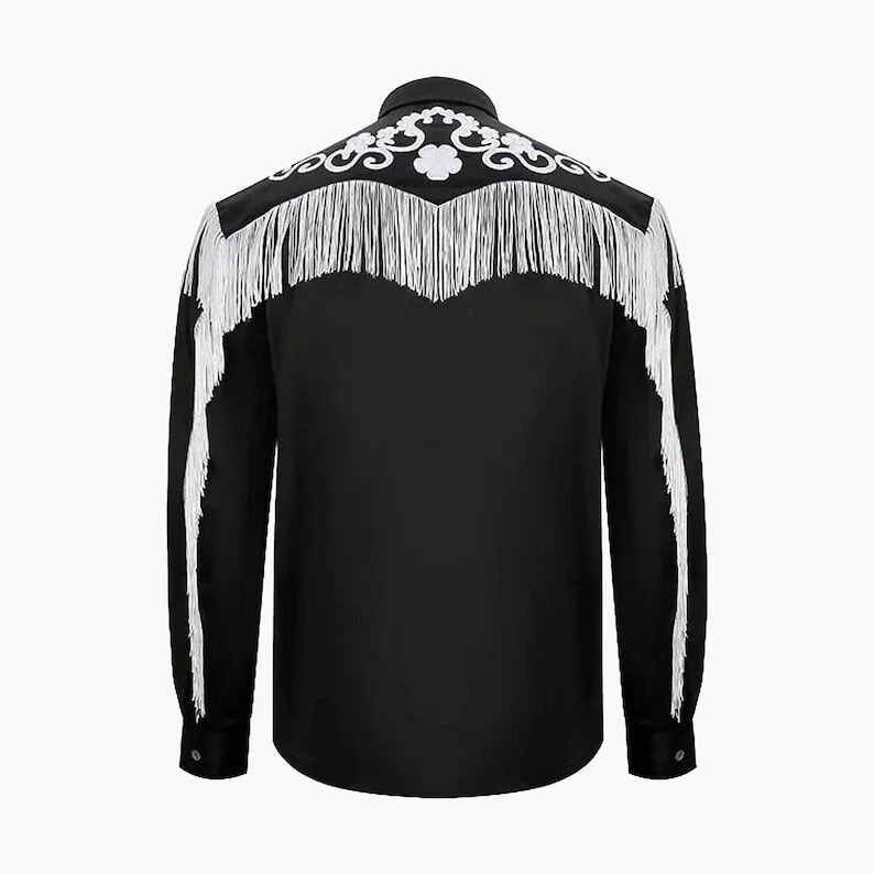 Camisa de algodón negra para hombre | Camisa de algodón Ryan Gosling negra hecha a mano Foto 2 de 3