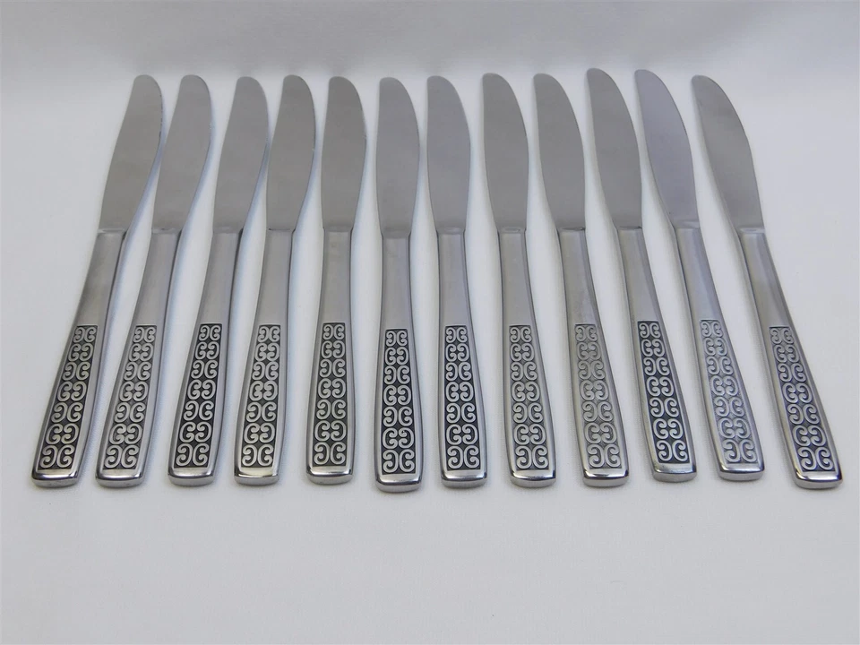 LOTE de facas de jantar 12 peças prata internacional SERENATA aço inoxidável MCM - Imagem 2 de 4