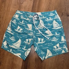 J.Crew Swim Shorts Board Trunks Mens 32 Sailing Sailboat Print 7" j crew
