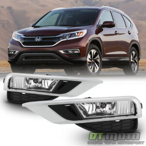 Fit 15-16 Honda CR-V Fog Lights Bumper Lamps Clear w/Switch/Harness/Relay/Wiring