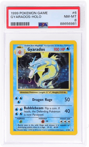 1999 Pokemon Base Set Gyarados Holo #6 PSA 8