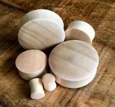 PAIR Convex Crocodile Wood Plugs Earlets Ear Gauges Body Jewelry