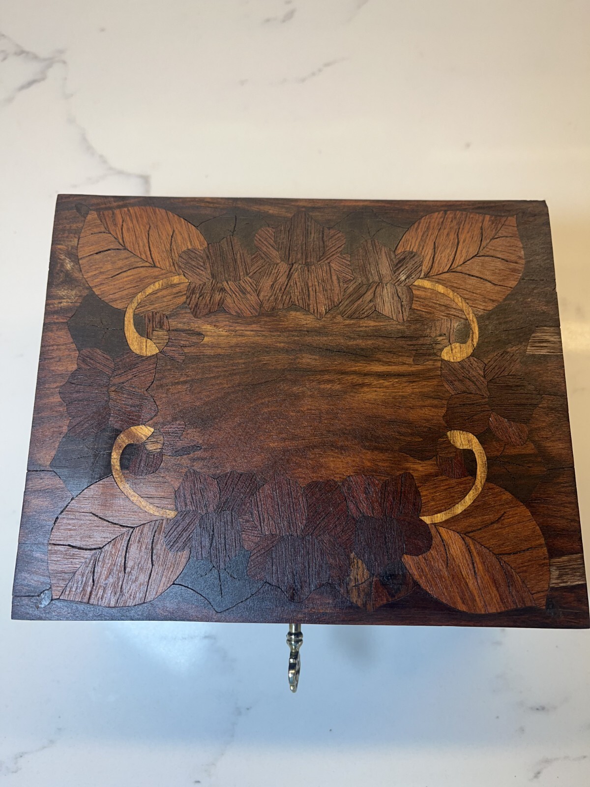 antique vintage wood marquetry box