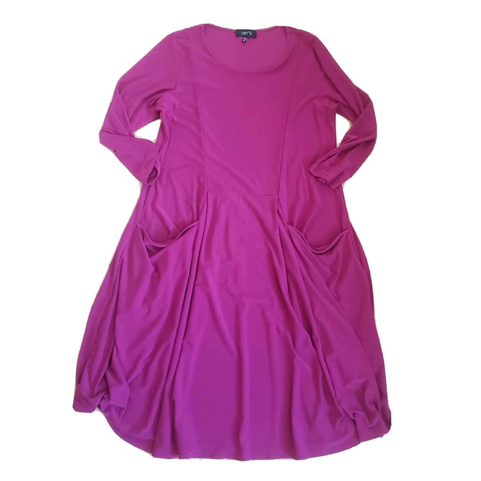 Comfy USA Womens Shirt Dress M Relaxed Fit Lagenlook Pink Stretch Pockets