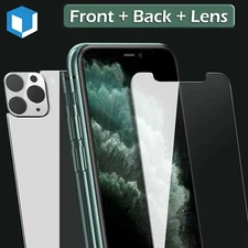 Fr iPhone 11 12 Pro Max Front +Back +Camera Lens Tempered Glass Screen Protector