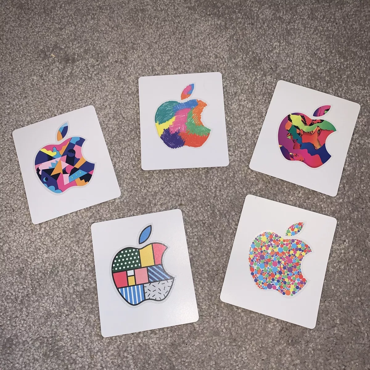 5 Apple Logo Stickers from Apple Gift Cards - NEW