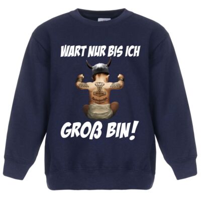 Kinder Junge Pullover Kleiner Wikinger Wart nur bis ich groß bin 98 - 128