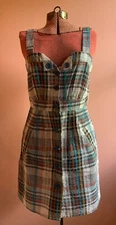 NWOT vintage Y2K juniors plaid mini sheath dress button down Large