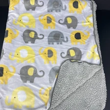  Nojo Little Bedding Gray Baby Blanket Yellow Elephants Sherpa Lovey Security