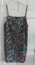 Atmosphere Black Floral Strappy Dress/Night Dress Nightie Size Uk 18