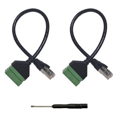 2PCS 1.6ft/0.5m RJ45 Male Plug to 8 Pin Screw Terminal Connector for Cat7 Cat...