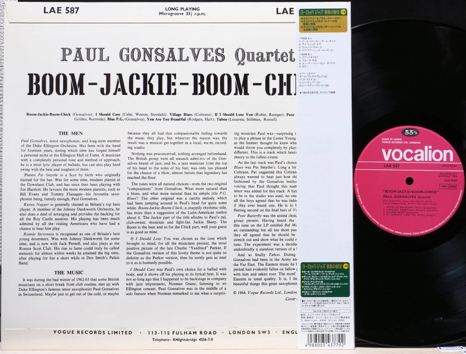 PAUL GONSALVES "BOOM-JACKIE-BOOM-CHICK" VOCALION Japan LP OBI MONO 180g NM/NM - Image 2 of 4