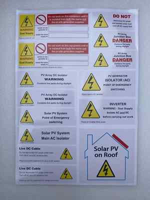 PV Solar Electrical Warning stickers Inverter danger high Voltage ...