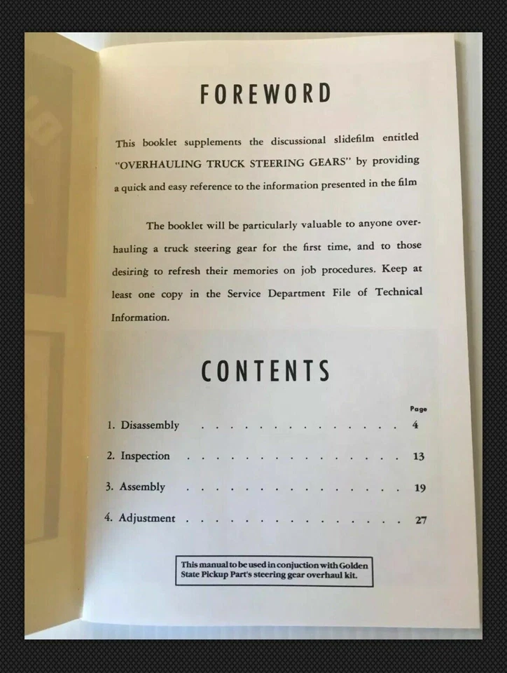 KIT RECONSTRUCCIÓN CAJA DE DIRECCIÓN CAMIÓN CHEVY GMC 1947 1948 1949 1950 1951 1952 1953 54 Foto 3 de 4