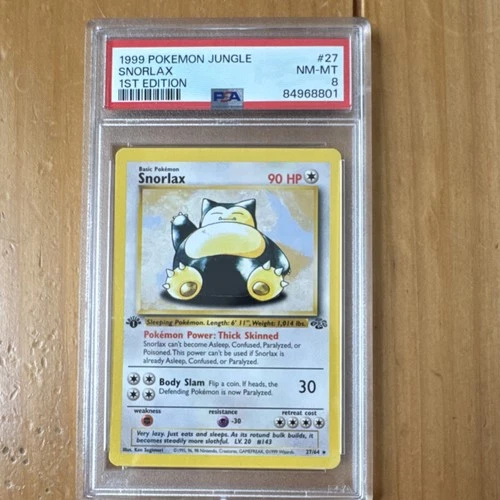 Pokémon Jungle Snorlax 1st Edition PSA 8 Rare Card 27/64 English 1999