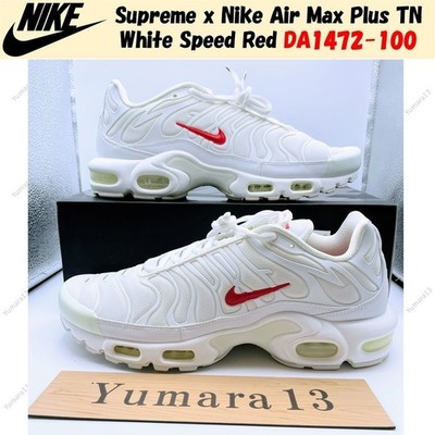 Supreme x Nike Air Max Plus TN White Speed Red DA1472-100 Men's Size