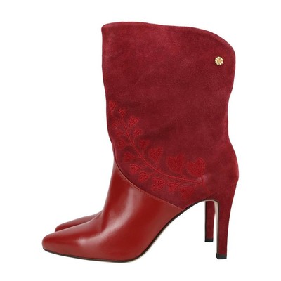 Fabienne Chapot Damen Schuhe Stiefelette Gr. 38 Bordeaux Leder Ankle Boots
