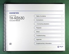Onkyo TX-RZ630 Instruction Manual: Full Color  Clear Covers 
