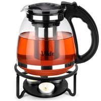 Teekanne Glaskanne 1,5L Mit Sieb Teebereiter Glas HitzebestäNdig Vilde