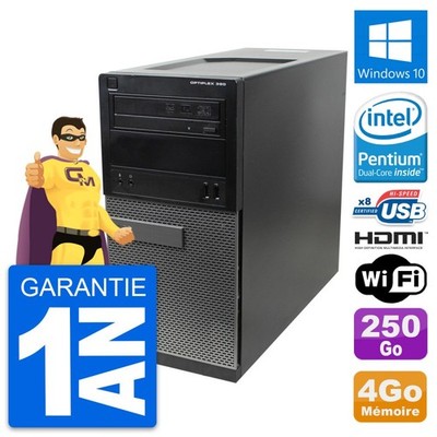 PC Tour Dell OptiPlex 390 MT G630 RAM 4Go Festplatte 250Go HDMI Windows 10 Wifi
