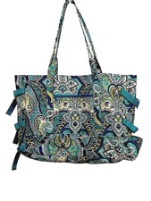 Laura Ashley Peacock Seaside Tote Aqua Turquoise Blue Floral Coastal Picnic Boho