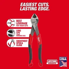 Milwaukee MT558 8" Diagonal Comfort Grip Cutting Pliers (Made In USA)