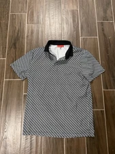 Redvanly Polo Shirt Mens Medium Black Golf Performance Geometric Short Sleeve