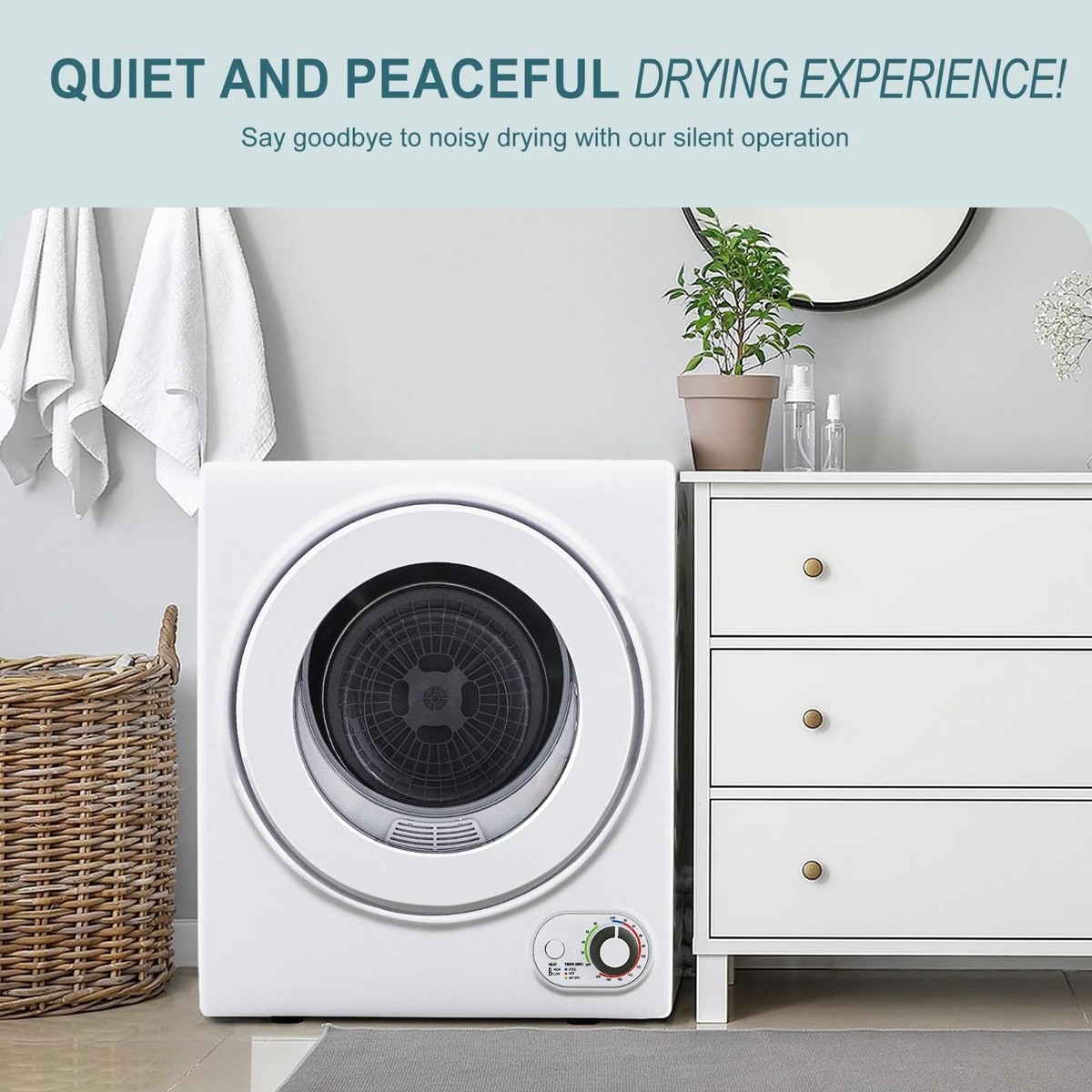 1.6 Cu Ft Clothes Dryer Mini Electric Portable Compact Vented