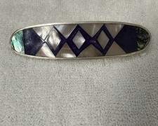 Artisanal Shell Abalone Hair Clip Barrette Inlay Mexican Alpaca Native Oval