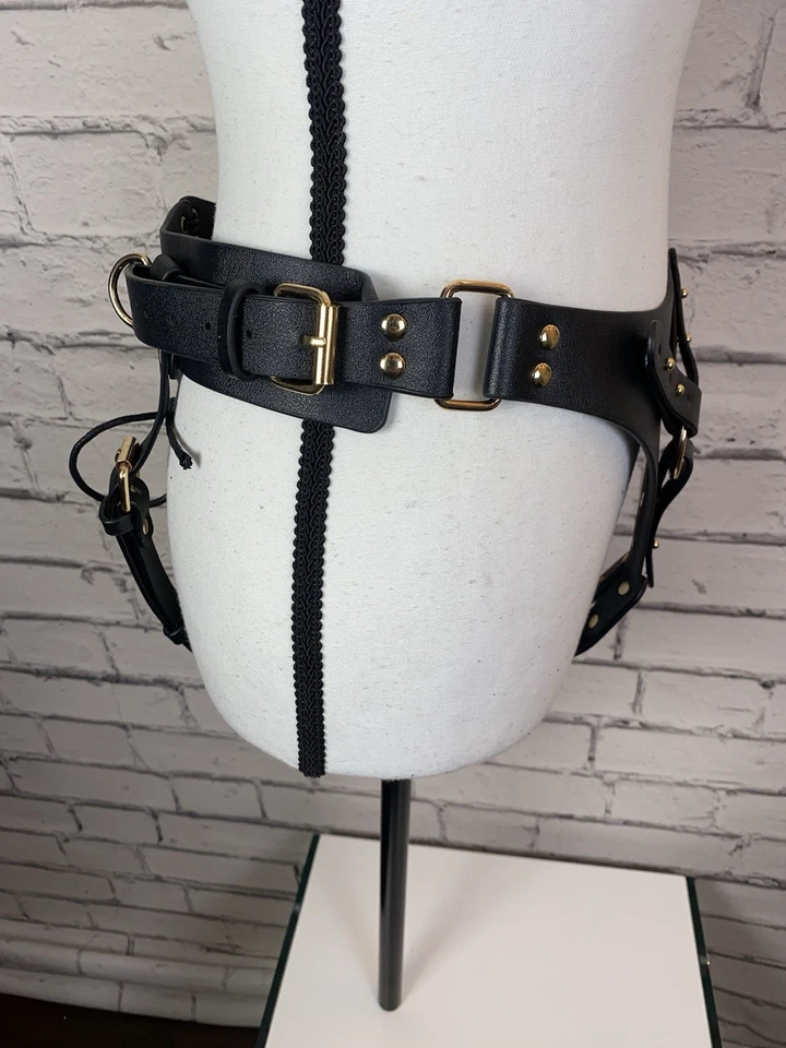 Womens Black Vegan Leather Harness Underwear Fully Adjustable Size Medium-Large - Image 4 of 4