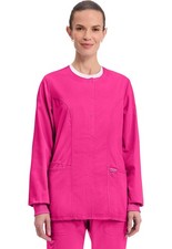 Cherokee Workwear Scrubs Snap Front Warm Up Jacket WW310 EEPI Pink Free Shipping