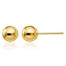 10K Solid Yellow Gold 5mm Ball Stud Earrings