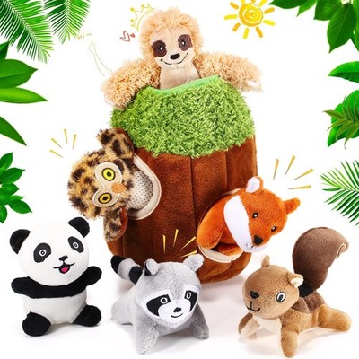 Skylety 7 Pieces Hide and Seek Dog Toys Activity Puppy Chew Squeaky Toys Plush S
