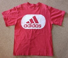 Adidas Classic Logo Graphic T-Shirt Mens Medium M Red Distressed Cotton
