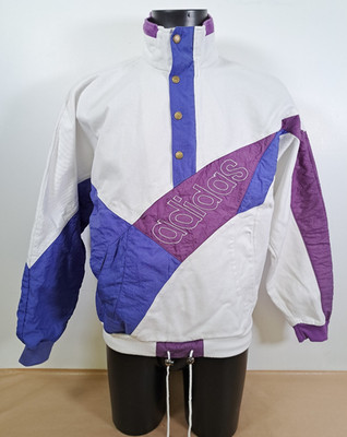 Vintage Adidas Shell Top Colourblock Panel Half Zip Snap Collared Herren 40/42