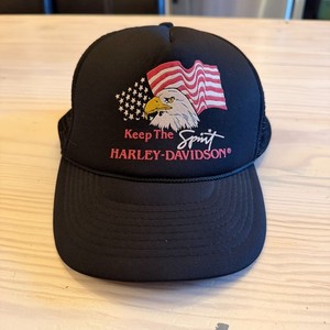 Vintage Harley Davidson 80s Trucker Foam Snapback Hat Cap Eagle Spirit OSFA USA