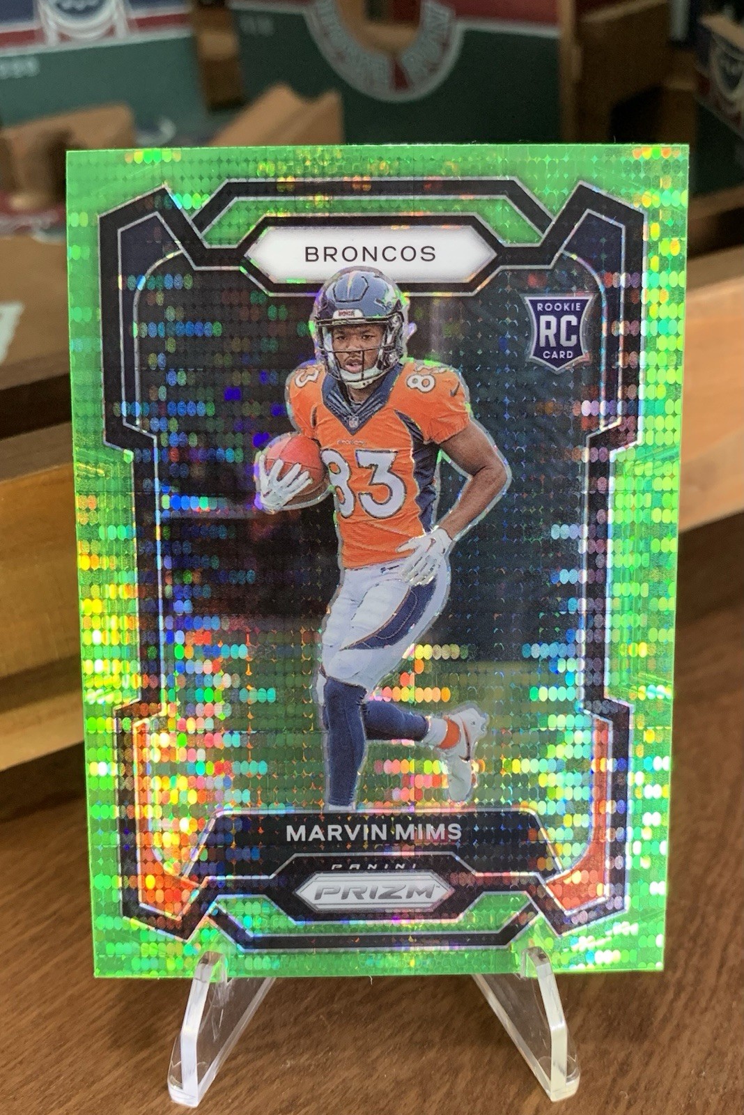 2023 Panini Prizm - Rookies Marvin Mims #327 Neon Green Pulsar Prizm (RC)