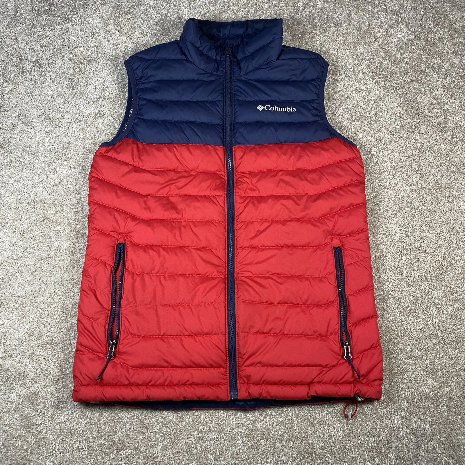 Columbia Men's Size S Powder Lite Omni-Heat Thermal Puffer Puffy Vest Red/Blue